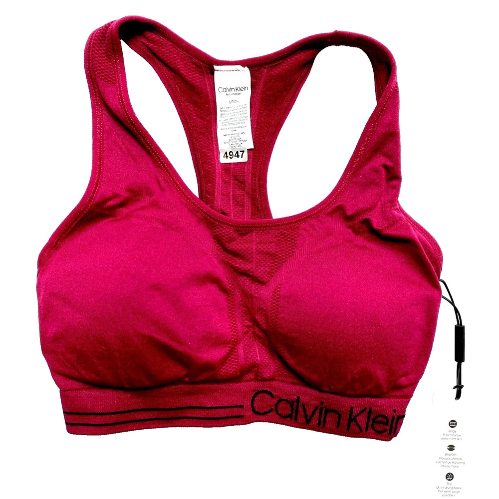 Calvin Klein Sports Bra Womens Small Red Strap Racerback